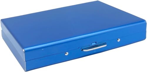 Bestac Credit Card Holder RFID Slim Metal Card Case for Hard Stainless Steel Credit Card Wallet Business Card Holder for Men Women (Blue)