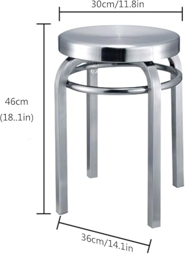 Taburetes de comedor industriales de acero inoxidable, taburetes de bar redondos apilables de metal, altura de mostrador de 18 pulgadas para cocina, comedor o bar - imagen 3