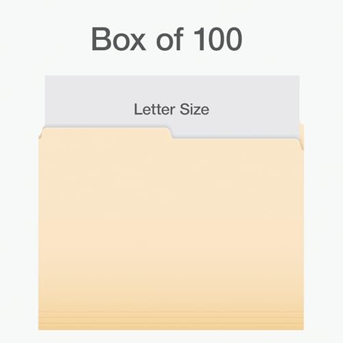 Pendaflex File Folders, 100/Box, 1/2 Cut Tab, Letter Size, Manila, Durable & Tear-Resistant File Organizers for Office, Home & School Filing Systems, Reversible & Eco-Friendly Desi image 2