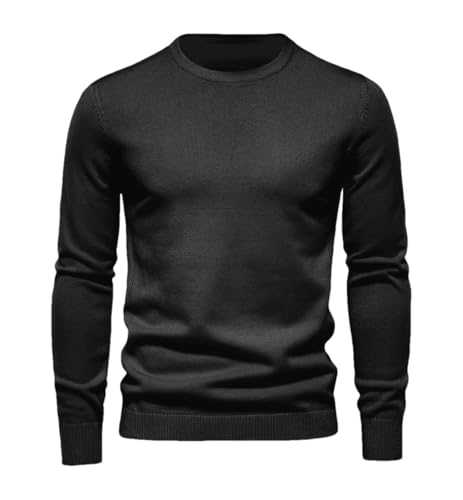 Men's Winter Thick Warm Pullover Crewneck Slim Fit Solid Color Long Sleeve Sweater