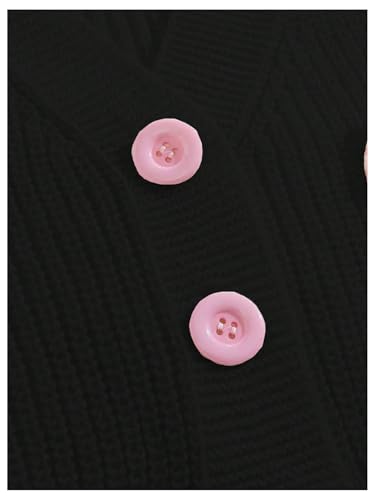 Image of BEAUDRM Women's Plus Size Bow Crop Sweater Cardigan V Neck Button Up Long Sleeve Cute Cardigans