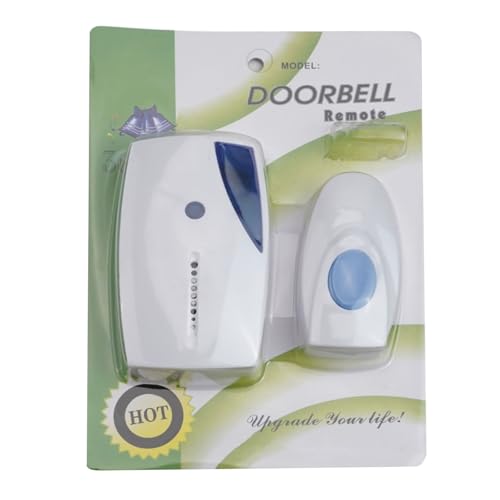 URPIZY Wasserdinger - Timbre inalámbrico de 36 melodías controlado por radio, alcance de hasta 100 m, funciona con pilas (2 AA), para interior y exterior, color blanco