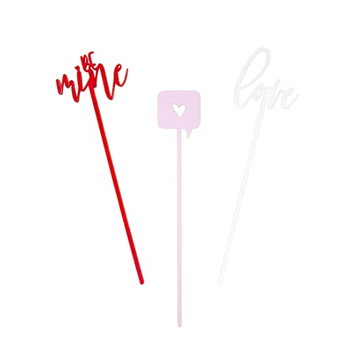 The Cotton & Canvas Co. Valentine's Day Drink Stirrers, Galentine's Day, Party Cocktail Sticks, Swizzle Sticks, Custom Drink Marker, Set of 12
