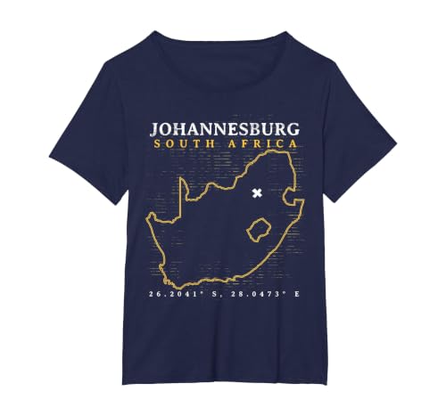 South Africa Johannesburg T-Shirt, Women's Plus, Navy Blue, 2X