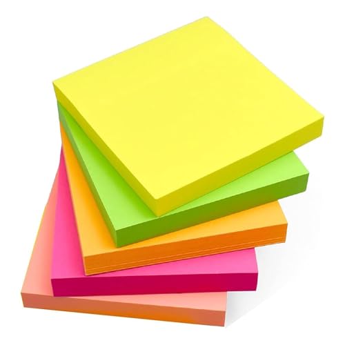 Duravel Sticky Notes 76mmx76mm 500 Sheets Self Adhesive Sticky Pads for Office School Home & Study Notepads for Planner Reminder To-Do List Writable Paper Notes in 5 Colour
