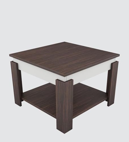 Image of Alex Center Table | Engineered Wood | Choco Walnut Finish | Modern Living Room Coffee Table with Open Shelf Storage | Knock-Down Assembly | 3-Year Warranty