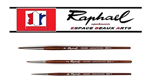 Raphael Series 8524 Precision Brush - Imitation Marten Sand - Set of 3 0/2, 2, 4, Yellow - Image 2