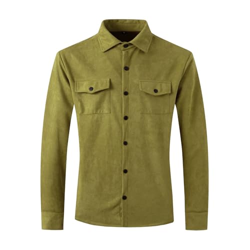 evzosrz Mens Faux Suede Shirt Jackets Regular Fit Lapel Button Down Shacket Lightweight Jacket Coat Fashion with Flap Pocket2