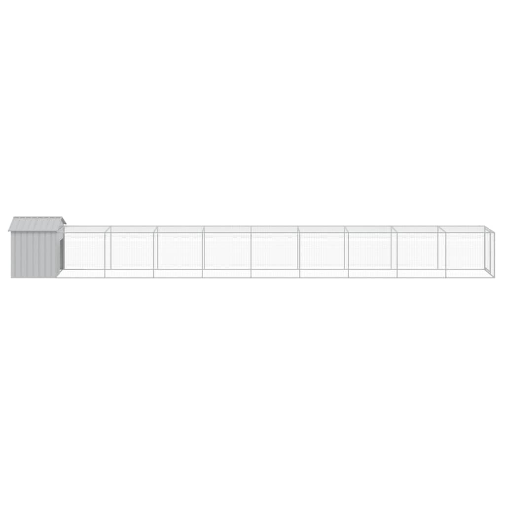 Homgoday Casa Mobilia Gallinero área de carrera gris claro 117 x 1017 x 123 cm acero galvanizado, jaula para animales jaula para pollos exterior para aves de corral gallineros conejos