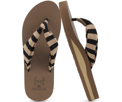 Image of KuaiLu Flip Flops for Women with Arch Support Summer Beach Thong Sandals | Comfortable Yoga Mat Walking Shoes Cushion Slip On Casual Outfits Indoor Outdoor