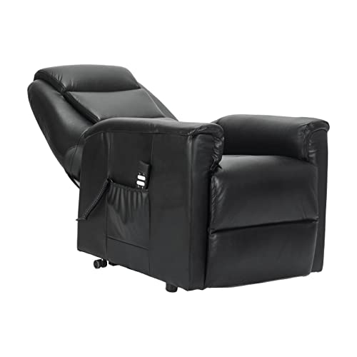 POLTRONE ITALIA Rebecca 2 Motoren Leder PERSONALISIERTEN fernsehsessel mit aufstehhilfe Medizinisches Gerät 2 Räder Schwarz – Bild 8