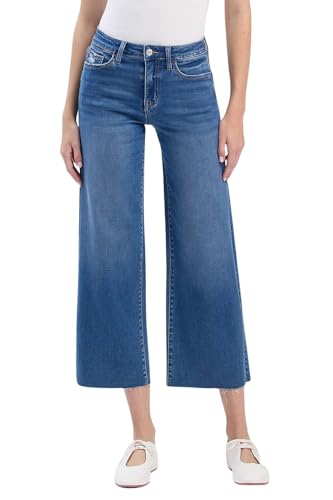 VERVET Women's Aileeah High Rise Cropped Slim Wide Leg Jeans