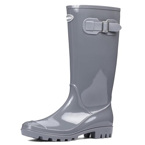 DKSUKO Women's Tall Rain Boots Garden Boots Waterproof Wellington Rubber Boots