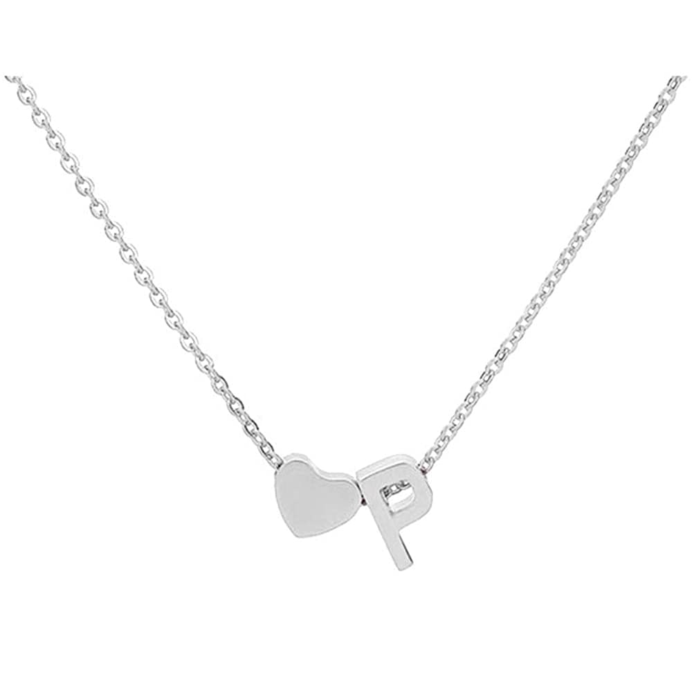 Tiny Gold Silver Love Heart Initial Necklace Personalized Dainty Letter Necklace Name Jewelry for Women Teen Girls Mother's Day Gift
