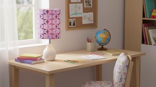 Image of Aspen Creative 31622 Contemporary Drum (Cylinder) Shaped Spider Construction Lamp Shade in Lavendar Purple with Butterfly, 8 inch wide (8 inch x 8 inch x 11 inch)