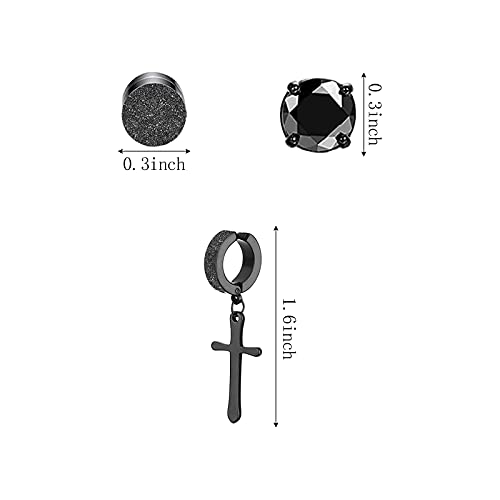 Image of NEWITIN 15 Pairs Magnetic Stud Earrings for Men Stainless Steel Magnetic Earrings Men Clip on Earrings Non Piercing Cross Earrings Unisex CZ Hoop Dangle Magnetic Earrings for Men Women