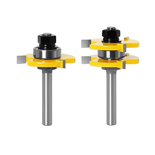 Bestgle Juego de fresas ranuradas de 8 mm para fresas y ranuras, juego de 3 dientes en forma de T, puntas de carpintería, fresas para el hogar y bricolaje