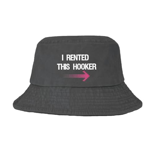 I Rented This Hooker, Funny Adult Humor Saying Bucket Hats Flodable Womens Hats for Beach Accessories for Camping Must Haves Wash Black