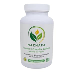 Nazhafa Vitamin C Complex 1000mg Capsules | Halal & Vegan | High Strength Immune Support with Rosehip and Acerola | Non-GMO, Gentle on Stomach, No Artificial Additives | 120 Capsules – 4 Month Supply