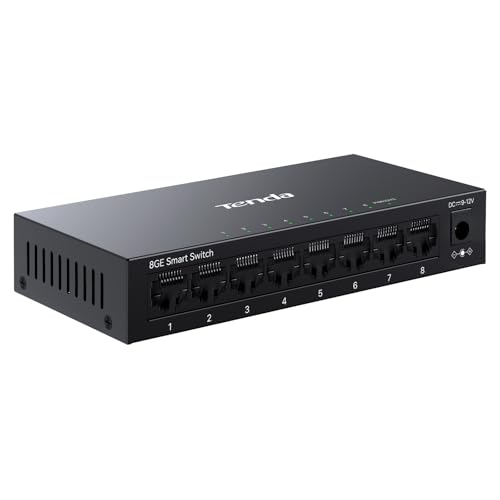 Tenda TEG208E 8 Port Managed Gigabit Switch, Easy Smart Managed, Base-T Ports, Desktop/Wall-Mount, VLAN/IGMP/LAG/QoS, 16Gbps Switching Capacity, Fanless Metal Design