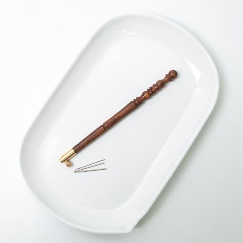 Gancho de bordado con mango de madera y 3 agujas intercambiables 6