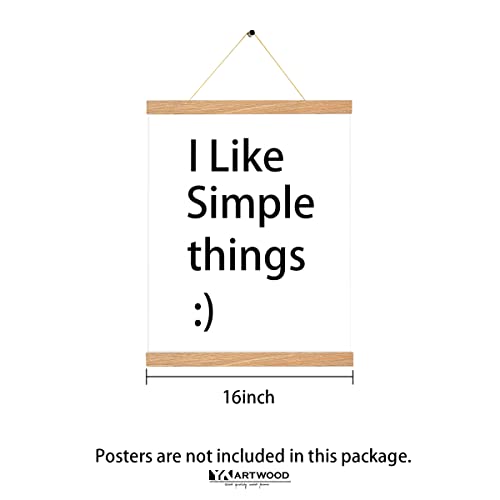 Yk Artwood 3 Pack Magnetic Poster Hanger Frame 16 Inch,16X20 16X24 16X16 Poster Frame Wood Magnet Frames Hangers For Photos, Pictures, Prints, Maps, Scrolls And Canvas Artwork ,Diamond Art Painting,Pine Color #TOP4