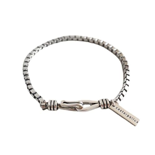Bracelet en argent sterling 925 vintage avec maille rectangulaire élégante pour femme