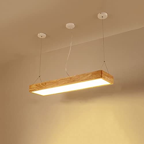 Lustre de ferme à LED suspension en bois rustique pour salle à manger