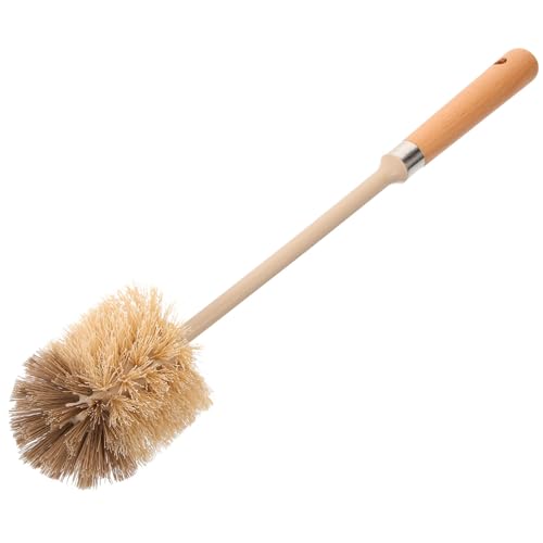 Image of Wooden Toilet Brush with Long Handle for Bathroom and Kitchen Cleaning Multipurpose Bowl Brush for Home Hotel Office Use Hanging Hole for Convenient Storage
