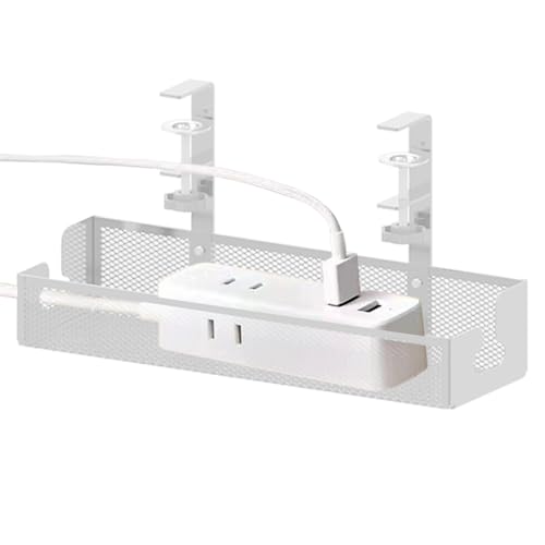 Organizador de cables para debajo del escritorio, bandeja de cables de metal, organizador de cables de escritorio resistente, caja de gestión de cables de malla resistente para escritorio de pie
