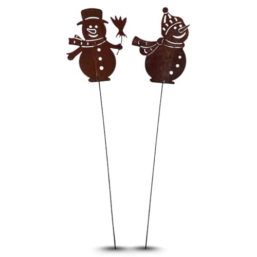 Terma Gartenstecker Schneemann Set Rostfiguren Gartendeko Gartenstecker Winterdeko Wintergartendeko