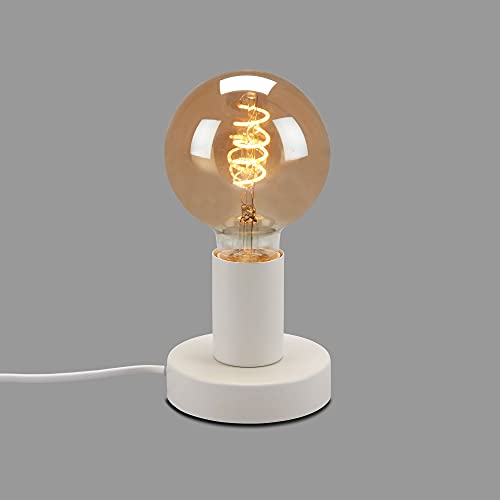 Briloner - Lampada da comodino retrò con interruttore a cavo, attacco E27, max. 10 watt, lampada da scrivania, lampada da tavolo, lampada da ufficio, lampada da lettura, 10x9 cm, bianco
