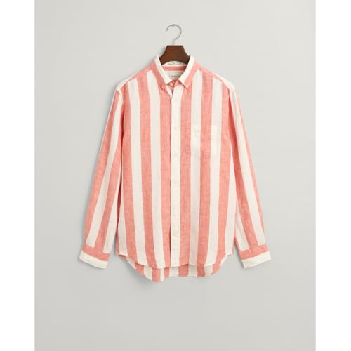 Gant Para Hombre. 3240080 Camisa Regular Fit De Lino A Rayas Naranja (M), Casual, Manga Larga - 4