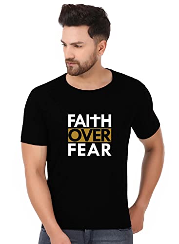 Image of God Faith and Pray Printed Premium Trending Tshirts | Round Neck Half Sleeve Regular Fit Black Tshirt for Men | Cotton Summer Wear Stylish Unisex Tshirt | Best Gifts Tees