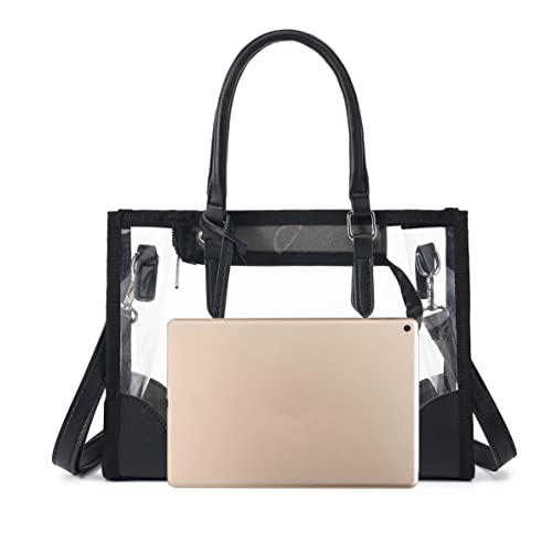 FAIME Cute Tote Bag, Stadium Approved Clear Handbag with Zippers & Adjustable Strap2