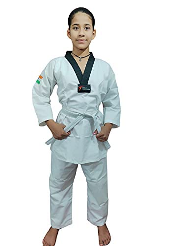 ADDICTON Real Choice Boy's and Girl's Cotton Bouncer Taekwondo Dress DRESS Martial Arts Dress OFF White with Belt Martial Art Uniform-picture-37
