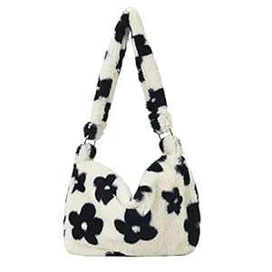 Pluche schoudertas voor dames, zachte handtas, Y2K Fashion pluche tas met ritssluiting, meisjes kunstbont schoudertas…