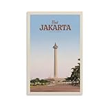 Jdheeh Vintage-Reiseposter Jakarta, Leinwand, Kunstposter, 