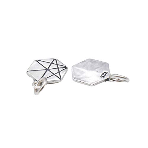 Breloques hexagonales argent sterling 925 pendentif bijoux DIY