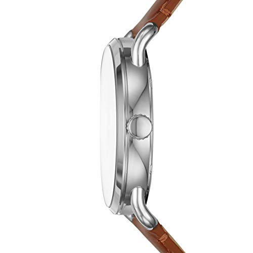 Fossil Men's Copeland Quartz Stainless Steel And Leather Three-Hand Watch, Color: Silver, Luggage (Model: Fs5661) #TOP1