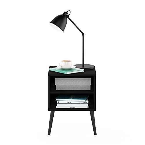 Furinno Claude Side Table, 2-Tier Square Mid-Century End Table with Wooden Legs, Open Shelf Night Stand, Bedside Table, for Living Room, Bedroom, Espresso - image 3