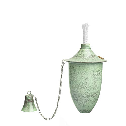 Legends Direct Set of 4, Elegant Premium Metal Outdoor Torches for Patio, Lawn and Garden - Tiki Style Metal Torch/w Snuffer, Fiberglass Wick & Large 20oz Oil Lamp - 54\" Tall (Small Patina)