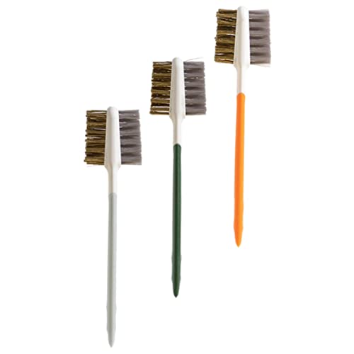 DECORNIJIA 3 Piezas Cepillo de Limpieza para Cocina de Gas Doble Acero Inoxidable y Plástico Ergonómico Práctico para y Restaurantes Fácil de Colgar y Usar