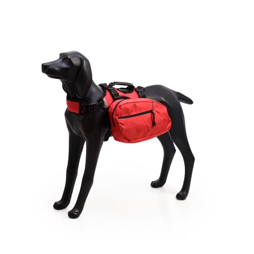 BLACKDOGGY Hunde 2-in-1 wasserabweisender Verstellbarer Expeditions-Rucksack, Geschirr mit Abnehmbarer Satteltasche, Rucksack für mittelgroße und große Hunde, Wandern, Camping, Reisen (M)