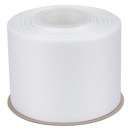 Tekdeere 3 inch Solid White Grosgrain Ribbon 25 Yards, Perfect for Gift Wrapping, Crafts, Bows Making, Sewing, Wreaths, Hair Accessories and Wedding Decoration