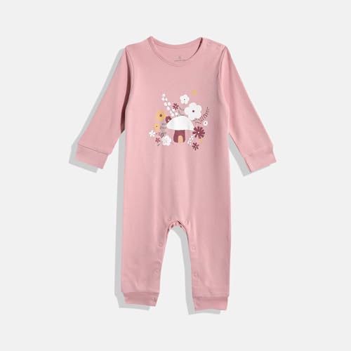 Image of Mothercare Girls Autumn Charm Printed Full Sleeve All-In-One Romper | Soft Cotton Jumpsuit Bodysuit for Baby & Toddler | (Pack of 2)