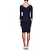 Alex Evenings Women's Petite Slimming Short Sheath 3/4 Sleeve Dress with Surplus Neckline, Navy, 14P