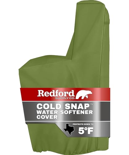 Redford Supply Co. Cold Snap (5°F) Water Softener Cover Outdoor, 55"H x 30"W x 16"D, Water Softener Covers for Outside Units, Insulated Brine Tank and Resin Tank Cover for Winter Insulation (Green)