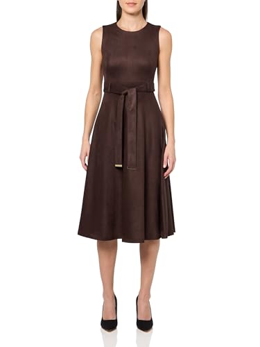 Image of Calvin Klein Sleeveless Dot Crepe Polka Dot Self Tie Midi Aline