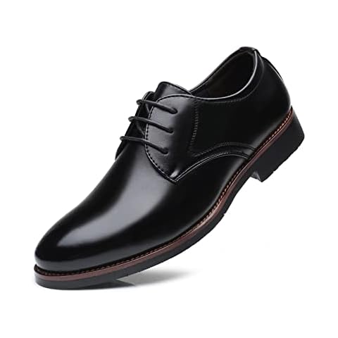 Men's Dress Shoes Leather Oxfords Lace-ups Shoes Men's Brogues Shoes Formal Business Derby Shoes Classic Princess Shoes Black Cover